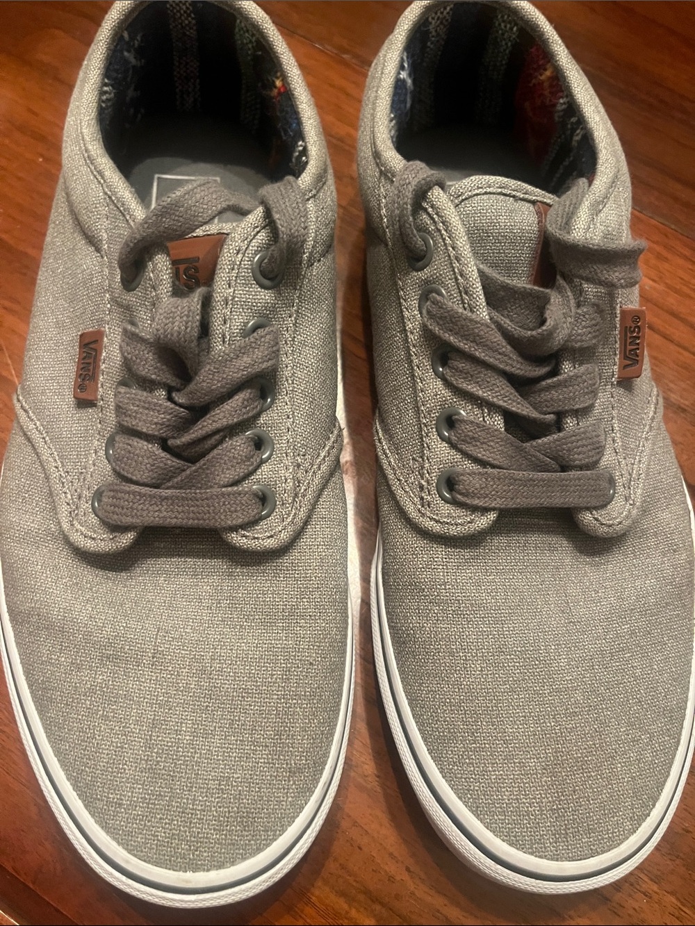 Vans Gray Canvas Low-Top Sneakers with White Sole